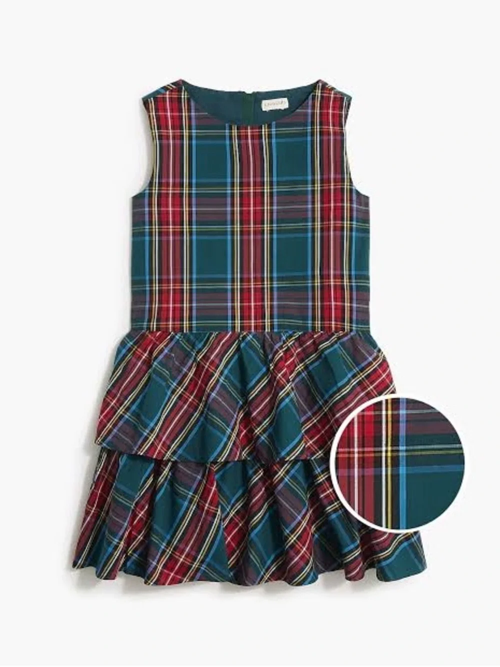 J. Crew Girls' green tartan tiered dress Size 10